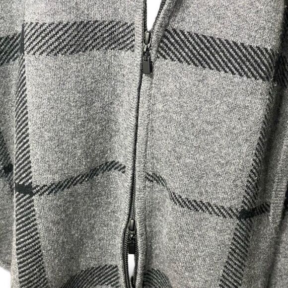 KINROSS CASHMERE Plaid Full Zip Mock Neck Poncho, Black & Gray, One Size - Picture 4 of 9